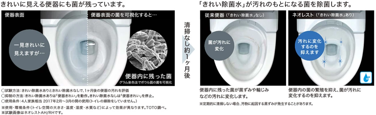 きれい除菌水で菌が汚れに変化するのを抑えます